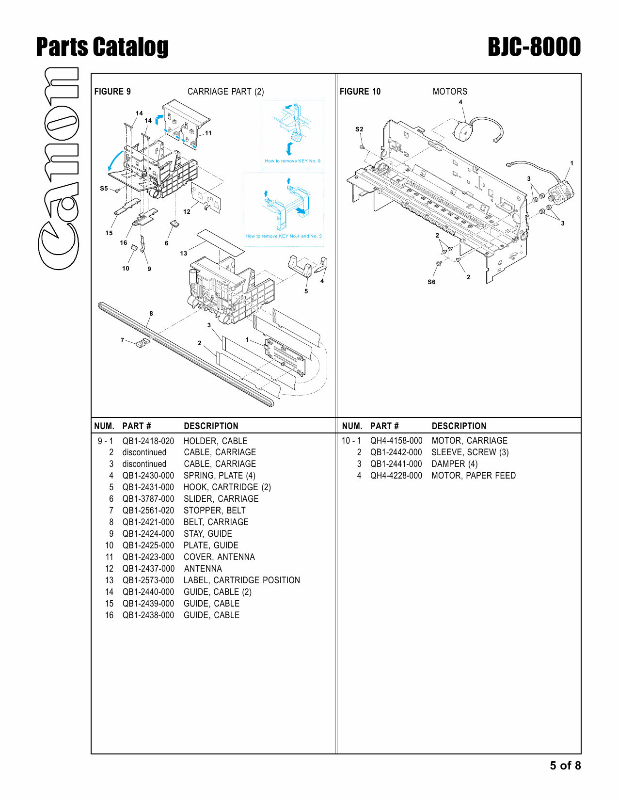 Canon BubbleJet BJC-8000 Parts Catalog Manual-6